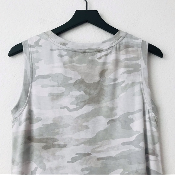 New! C&C California Grey Green Camo Side Slits Muscle Jersey Midi Shirt Dress - Picture 4 of 8